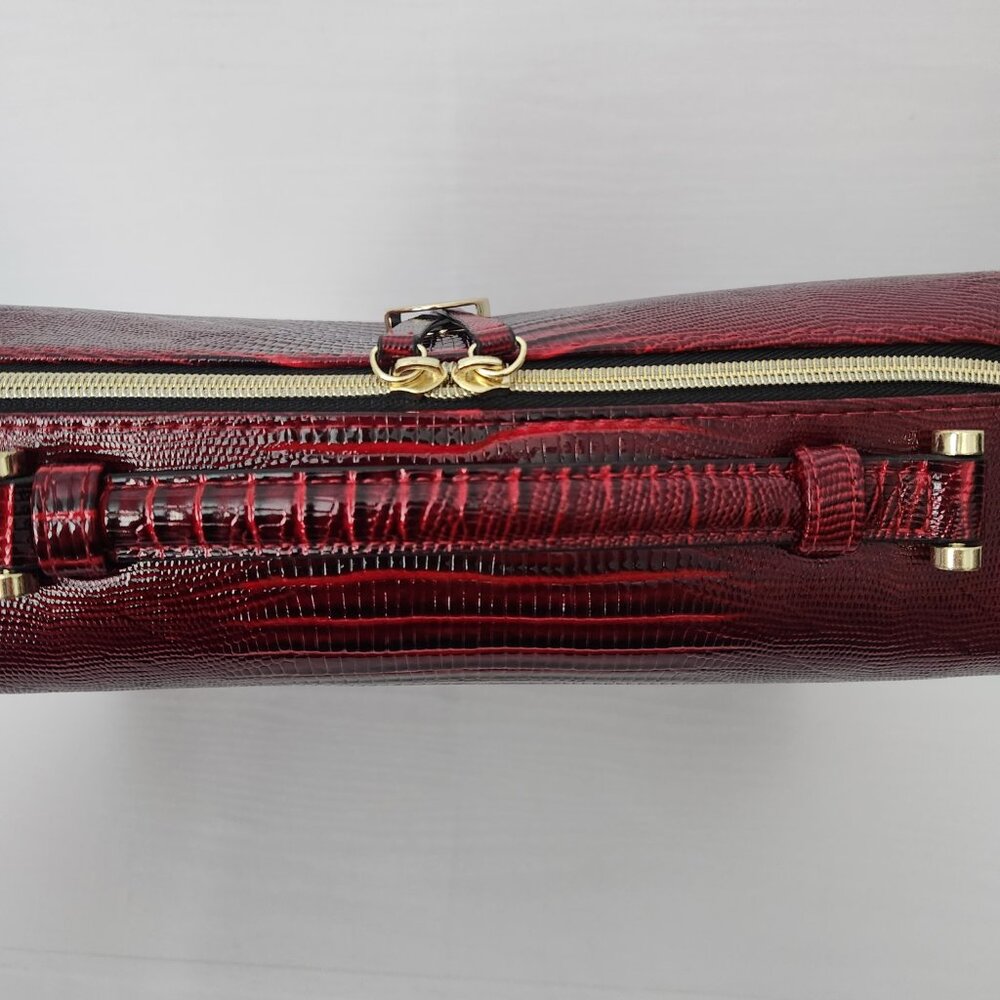 Estee Lauder Red faux Croc Embossed travel bag case NWOT - Picture 4 of 11